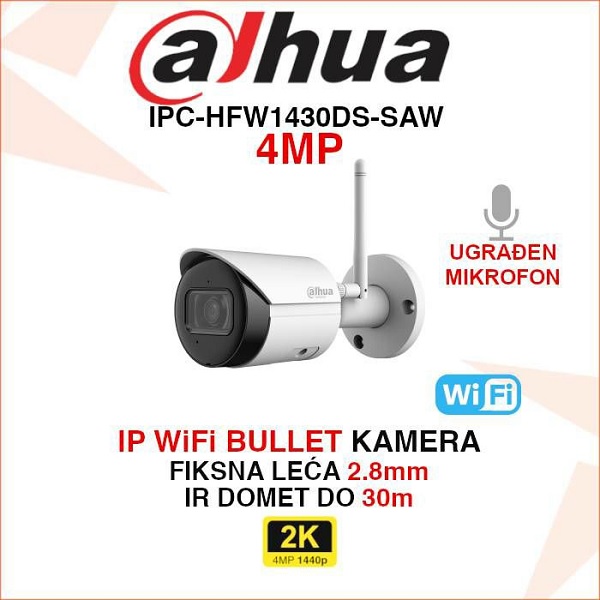 Telecamera Bullet IP 4 Megapixel Wifi con Slot per SD Card